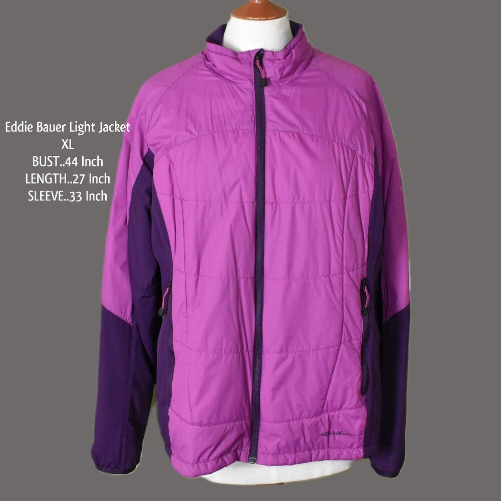 EDDIE BAUER Light Jacket XL Dark Light Purple Zip Front Zip Pockets